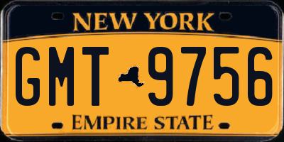NY license plate GMT9756