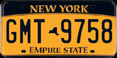 NY license plate GMT9758