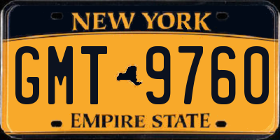 NY license plate GMT9760