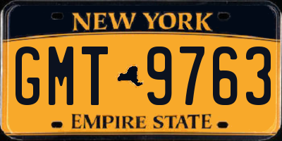 NY license plate GMT9763