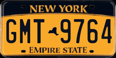 NY license plate GMT9764
