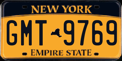 NY license plate GMT9769