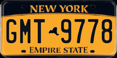 NY license plate GMT9778