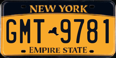 NY license plate GMT9781