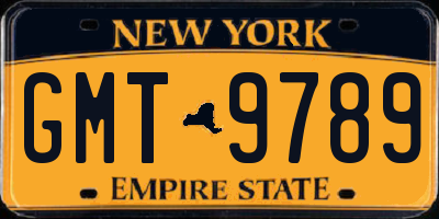 NY license plate GMT9789