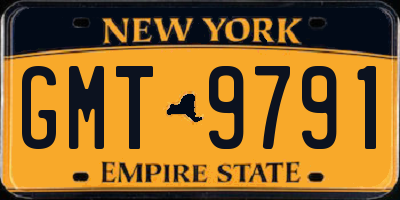 NY license plate GMT9791