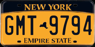 NY license plate GMT9794