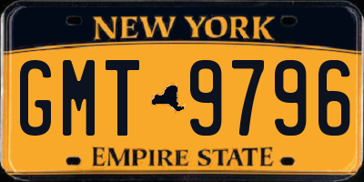 NY license plate GMT9796