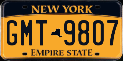 NY license plate GMT9807