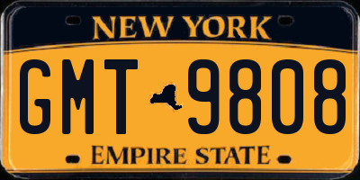NY license plate GMT9808