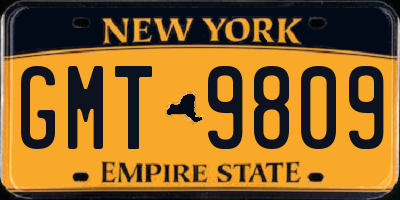 NY license plate GMT9809
