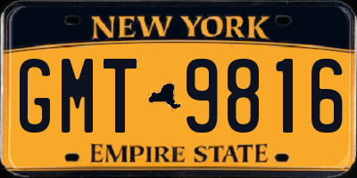 NY license plate GMT9816
