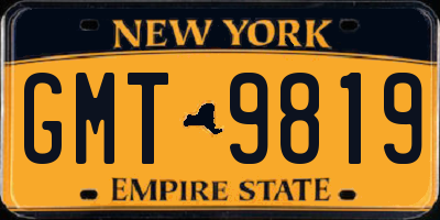 NY license plate GMT9819
