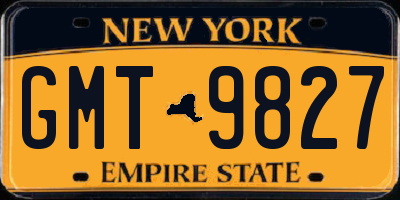 NY license plate GMT9827