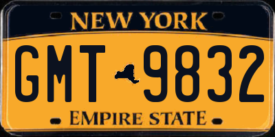 NY license plate GMT9832