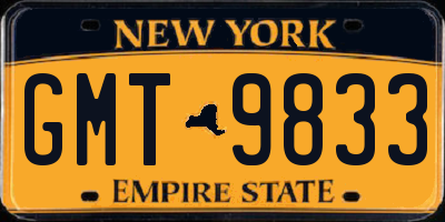 NY license plate GMT9833