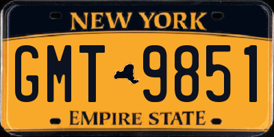 NY license plate GMT9851