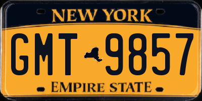 NY license plate GMT9857