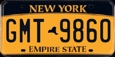 NY license plate GMT9860