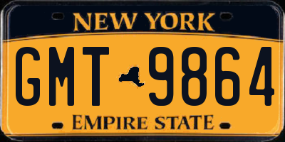 NY license plate GMT9864