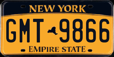 NY license plate GMT9866