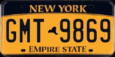 NY license plate GMT9869
