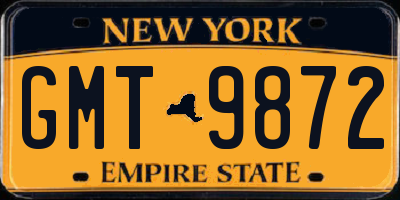 NY license plate GMT9872