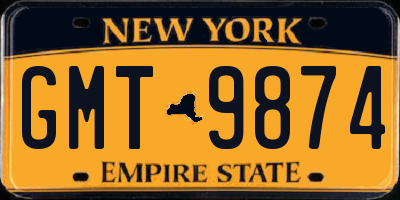 NY license plate GMT9874