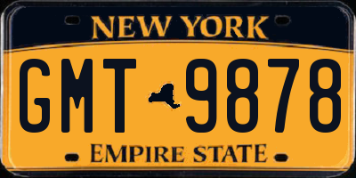 NY license plate GMT9878