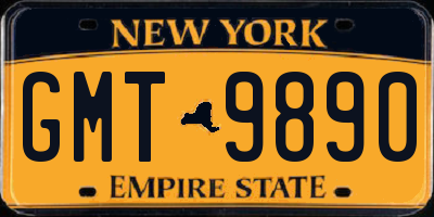 NY license plate GMT9890