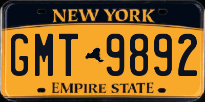 NY license plate GMT9892
