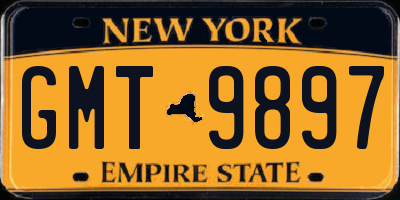 NY license plate GMT9897