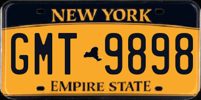 NY license plate GMT9898