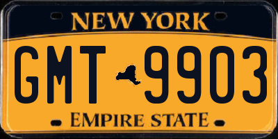 NY license plate GMT9903