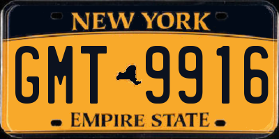 NY license plate GMT9916