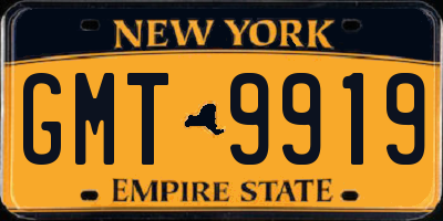 NY license plate GMT9919