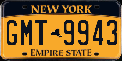 NY license plate GMT9943