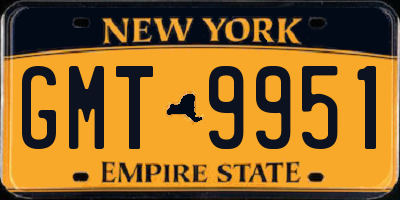 NY license plate GMT9951