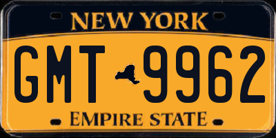 NY license plate GMT9962