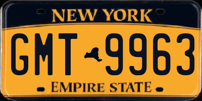NY license plate GMT9963