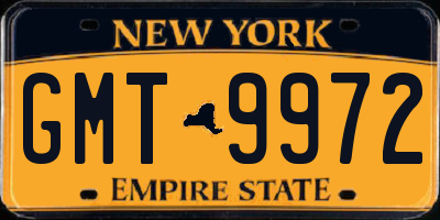NY license plate GMT9972