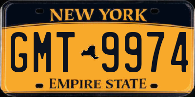 NY license plate GMT9974