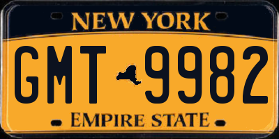 NY license plate GMT9982
