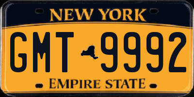 NY license plate GMT9992