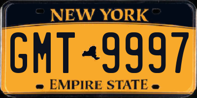 NY license plate GMT9997