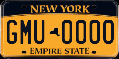 NY license plate GMU0000