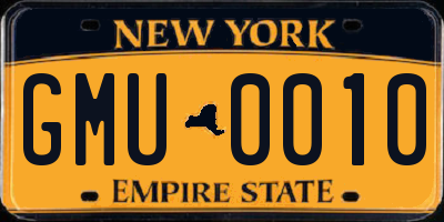 NY license plate GMU0010