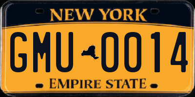 NY license plate GMU0014