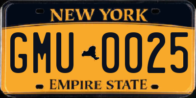 NY license plate GMU0025
