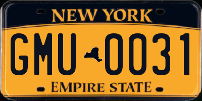 NY license plate GMU0031